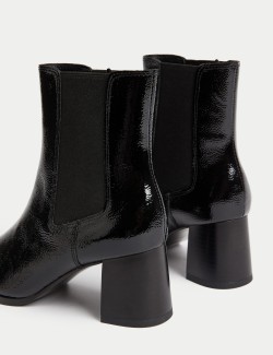 Patent Leather Chelsea Block Heel Boots