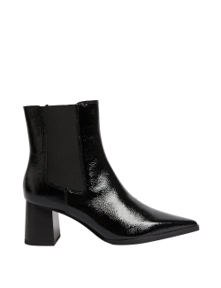 Patent Leather Chelsea Block Heel Boots