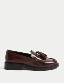 Leather Chunky Tassel Flat Loafers