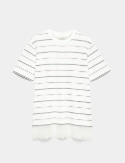 Pure Cotton Lace Hem T-Shirt