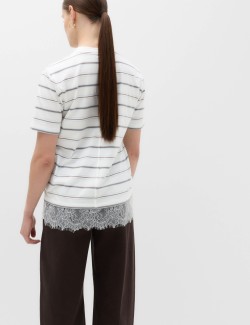 Pure Cotton Lace Hem T-Shirt