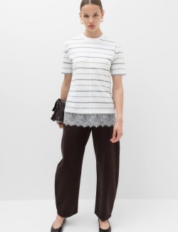 Pure Cotton Lace Hem T-Shirt
