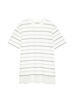 Pure Cotton Lace Hem T-Shirt