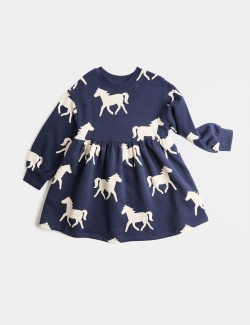 Cotton Rich Horse Sweat Dress (2-8 Yrs)