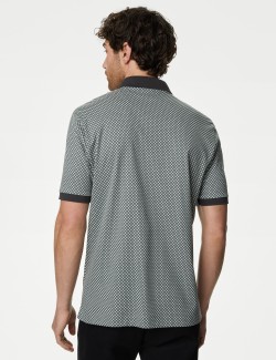 Pure Cotton Geometric Print Polo Shirt