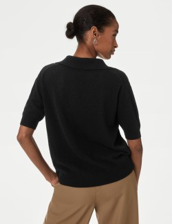 Pure Cashmere Collared Knitted Top