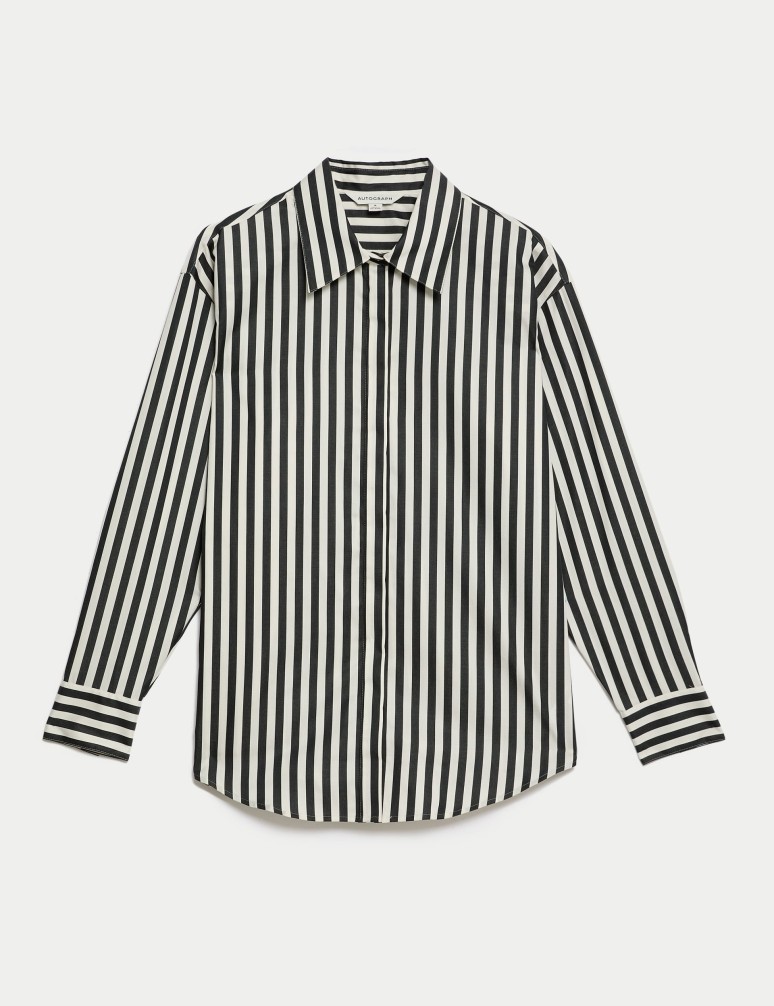 Pure Cotton Striped Collared Shirt