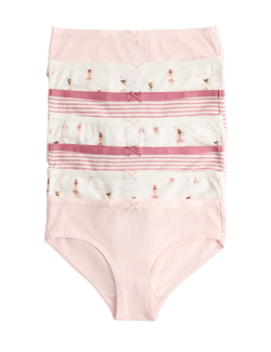 7 Pack Cotton With Stretch Ballerina Knickers (18 Mths - 10 Yrs)