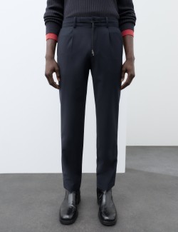 Wool Blend Suit Trousers