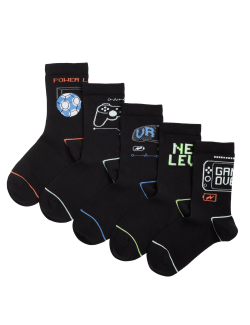 5pk Cotton Rich Gaming Football Socks (6 Small - 7 Large)