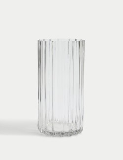 Ridged Glass Cylinder Vase