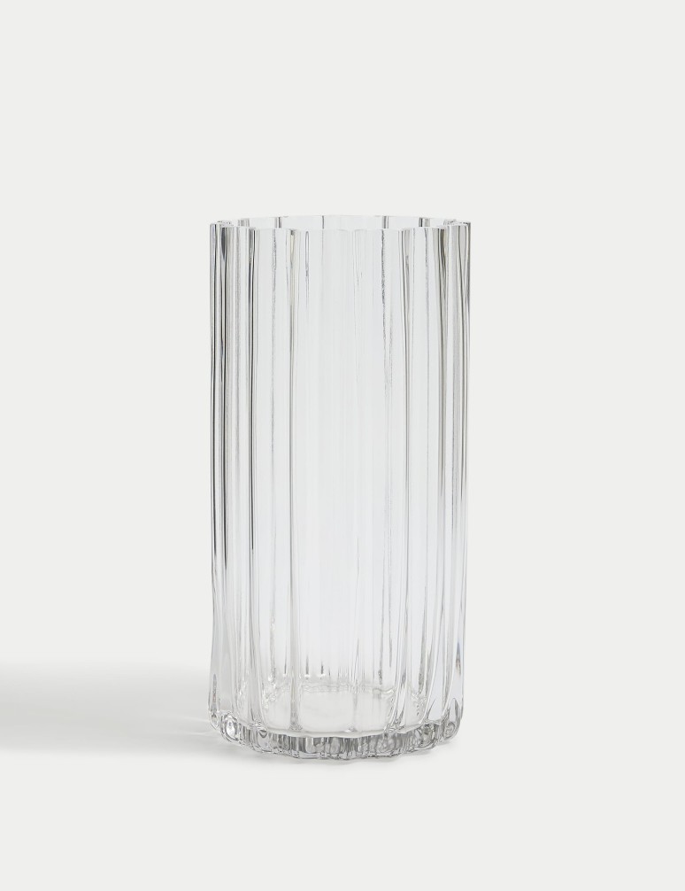 Ridged Glass Cylinder Vase