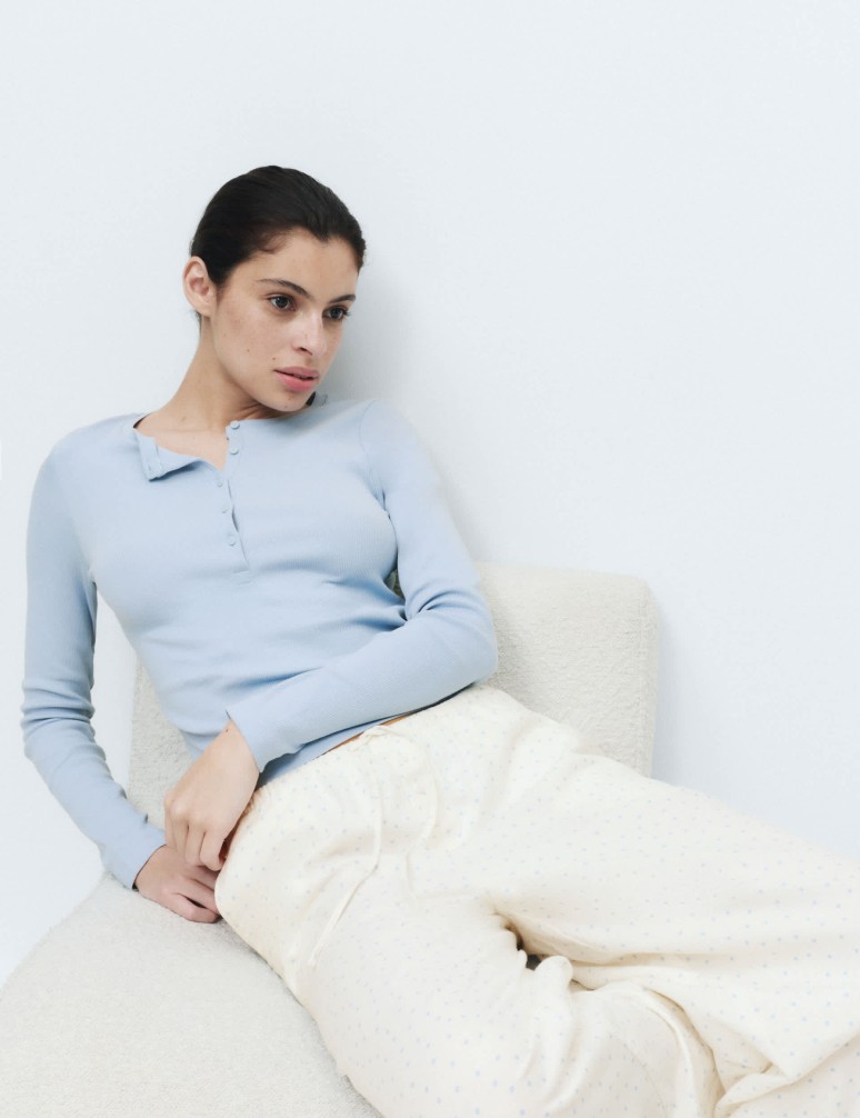 Cotton Rich Polka Dot Henley Pyjama Set