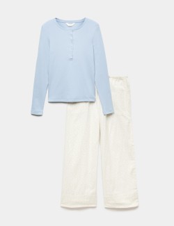Cotton Rich Polka Dot Henley Pyjama Set