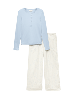 Cotton Rich Polka Dot Henley Pyjama Set