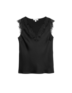 Satin V-Neck Lace Insert Cami Top