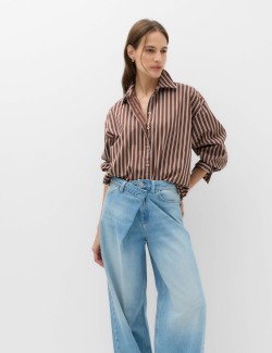 Pure Cotton Oversized Striped Shirt