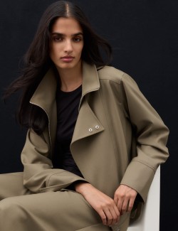 Wool Blend Funnel Neck Tailored Bomber Jacket
