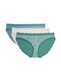 3pk Cotton Rich Printed Bikini Knickers