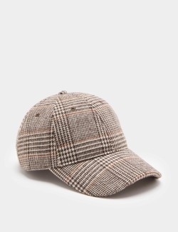 Checked Baseball Hat with Wool