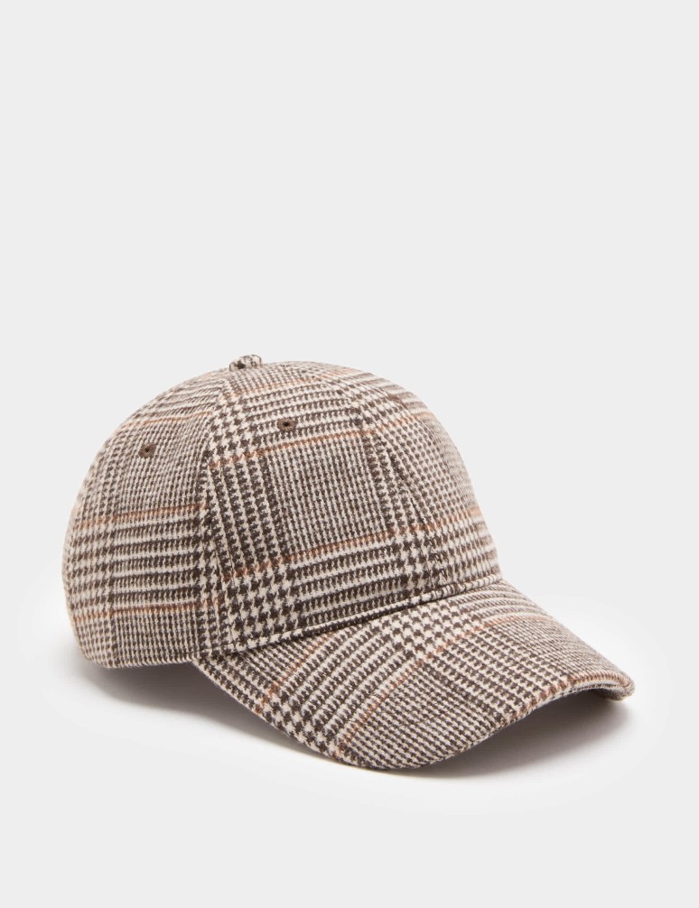 Checked Baseball Hat with Wool