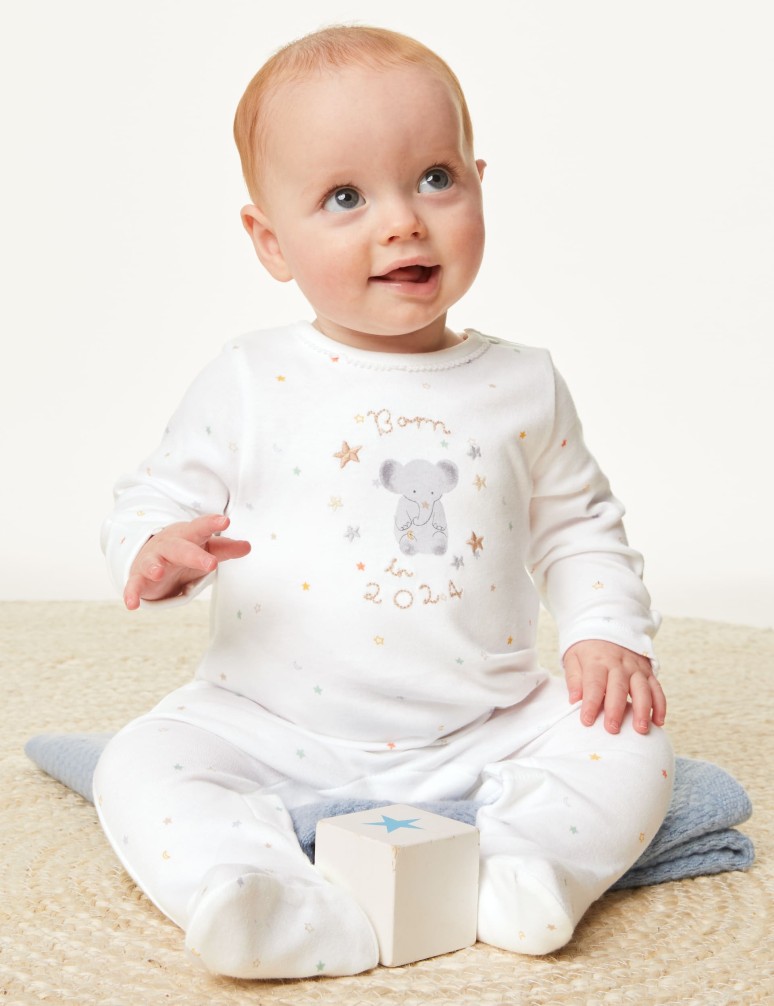 Pure Cotton Born In 2024 Sleepsuit (7lbs-9 Mths)