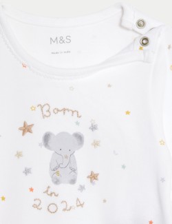 Pure Cotton Born In 2024 Sleepsuit (7lbs-9 Mths)