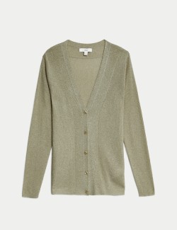 Sparkly V-Neck Button Front Cardigan