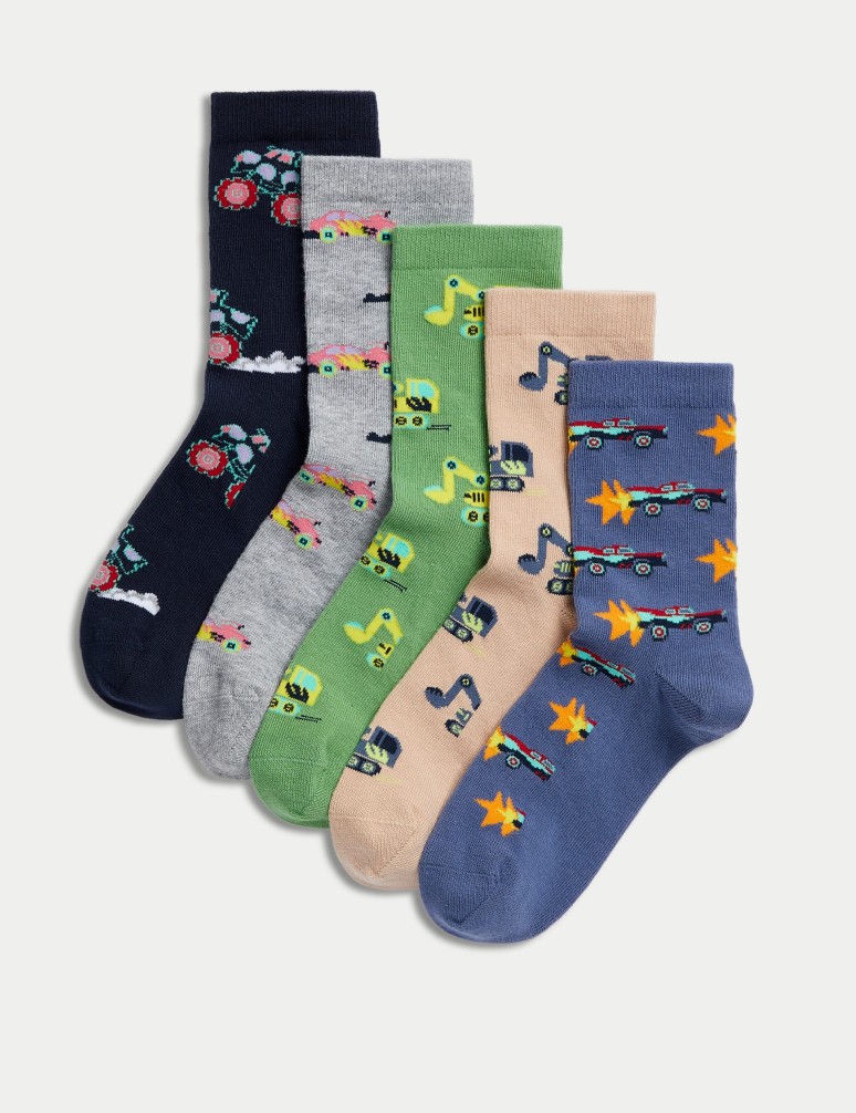 5pk Cotton Rich Transport Socks