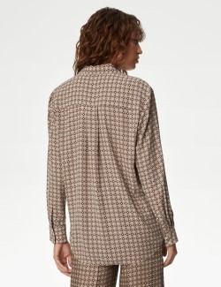 Printed Collared Button Through Blouse