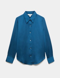 Satin Collared Button Through Shirt