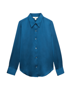 Satin Collared Button Through Shirt