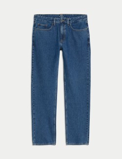 Straight Fit Pure Cotton Flat Front Jeans