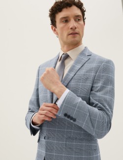 Grey Tailored Fit Check Jacket