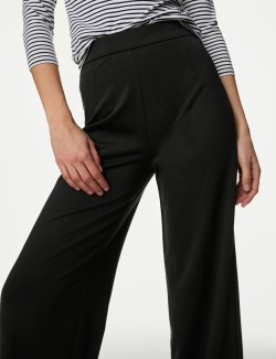 Jersey Wide Leg Trousers with Stretch