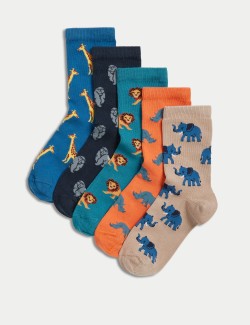 5pk Cotton Rich Animal Socks