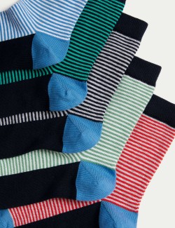 5pk Cotton Rich Striped Socks (6 Small - 7 Large)