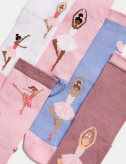 5pk Cotton Rich Ballerina Socks (6 Small - 7 Large)