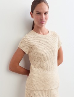 Lambswool Blend Ribbed Knitted Top