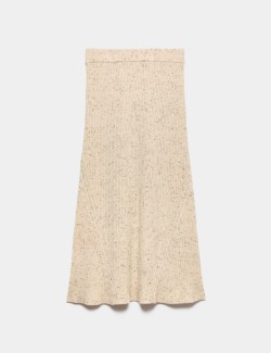 Wool Blend Knitted Midi A-Line Skirt