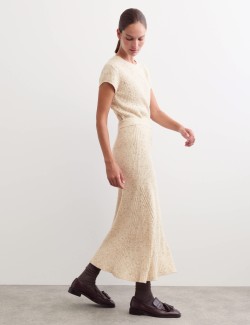 Wool Blend Knitted Midi A-Line Skirt