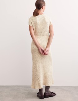 Wool Blend Knitted Midi A-Line Skirt