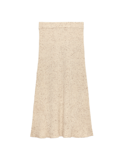 Wool Blend Knitted Midi A-Line Skirt