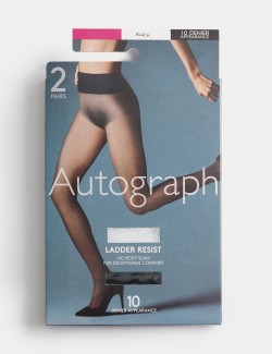 2pk 10 Denier Ladder Resist Seamless Tights