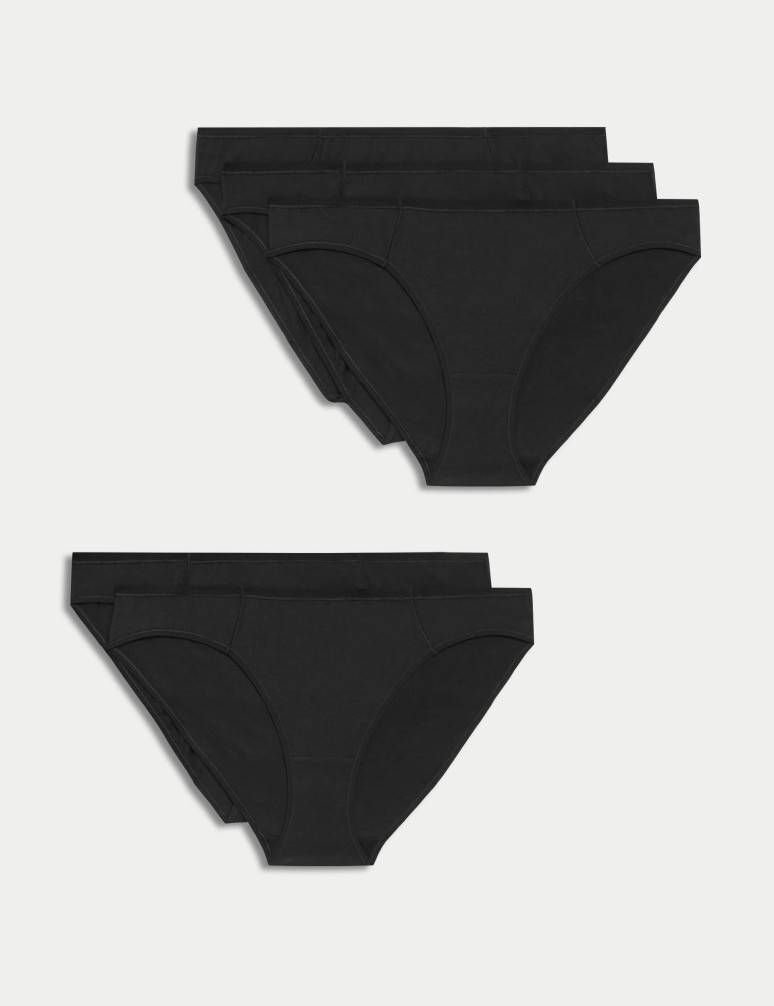 Bikini kalhotky z bavlny a modalu, bez viditelných lemů, 5 ks v balení