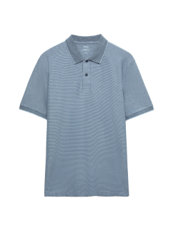 Cotton Rich Striped Short Sleeve Polo Shirt