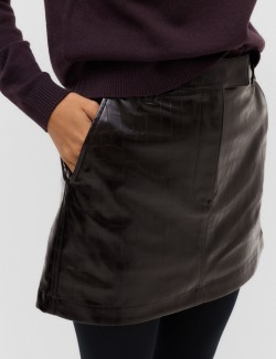 Faux Leather Croc Mini Skirt
