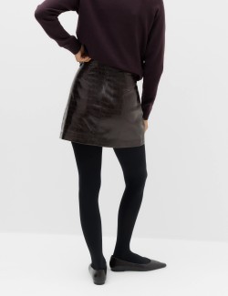 Faux Leather Croc Mini Skirt