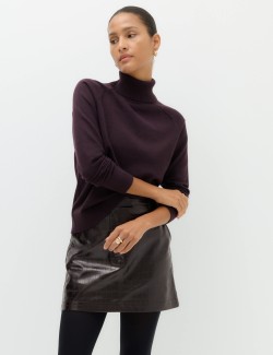 Faux Leather Croc Mini Skirt