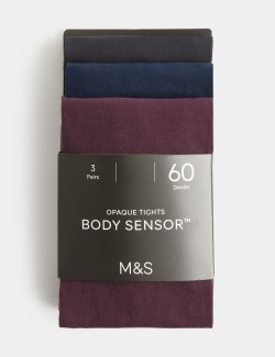 Balení 3 kusů neprůhledných punčocháčů Body Sensor™ (60 DEN)